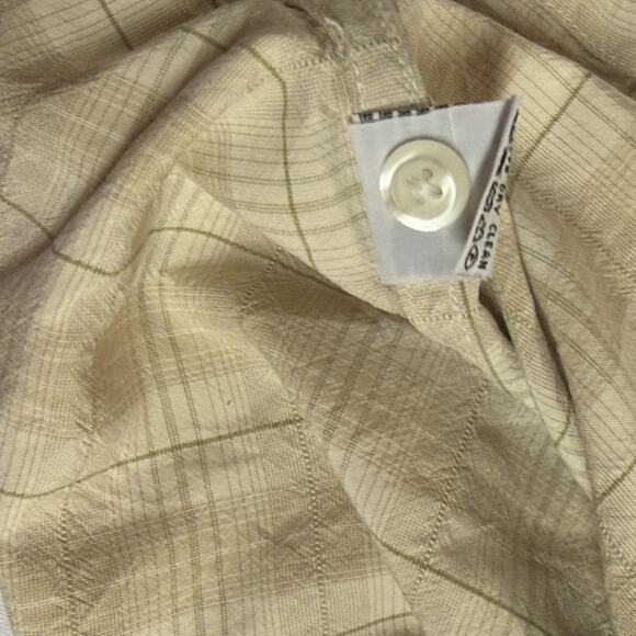 Tommy Bahama Medium Beige Silk Plaid Pattern Short Sleeve Button Down Shirt Men - Picture 12 of 15